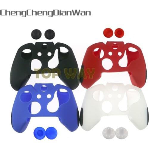 12sets/lot Shell Thicken Half Soft Silicone Skin Case Cover For Xbox One Controller With 2 ThumbStick Grip Cap ChengChengDianWan