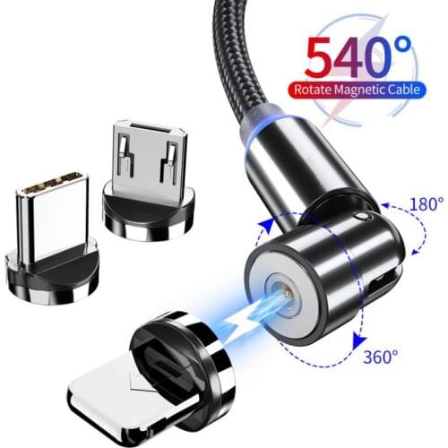 2.4A Type C Magnetic USB Charging Cable Magnetic Charger Micro 540 Degree Rotating 3-in-1 USB Cable For Mobile Phone Accessories