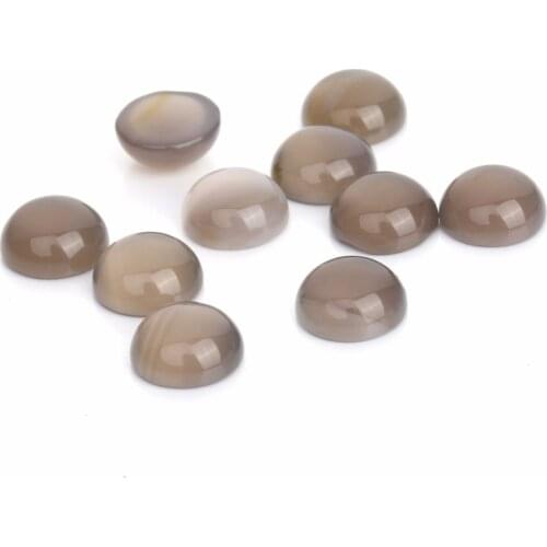 LOULEUR 20pcs Gray Round Natural Stone Cabochons Flat Round Bulk Crystal Quartz Cabochon Cameo Jewelry Settings Base