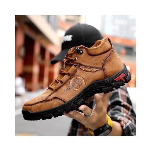 2020 Men Shoes winter Non Slip Ankle Boots Hand Stitching Casual Men Loafers Soft Sole Breathable Flats Shoes Female Boots