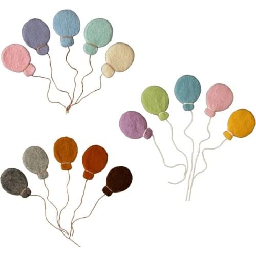 5Pcs Handmade Baby Wool Felt Balloon Decorations Newborn Photography Props Infant Photo Shooting Accessories