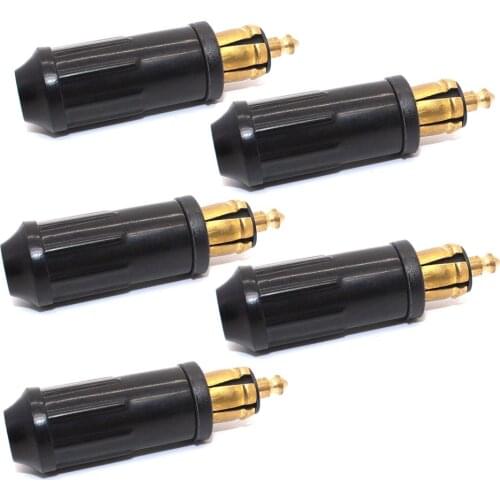 5pcs DIY DIN Hella Male Plug Powerlet Plug European Type 12v Cigarette Lighter Adapter Connector Fits BMW Motorcycles