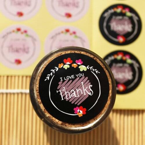 60pcs Thank You Paper Stickers Scrapbooking Label I Love You Self Adhesive Sealing Stickers Wedding Party Candy Box Seal Sticker
