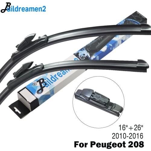 Buildreamen2 Car Wiper Blade Frameless Windscreen Wiper For 2010-2016 Peugeot 208 Fit Push Button Arms