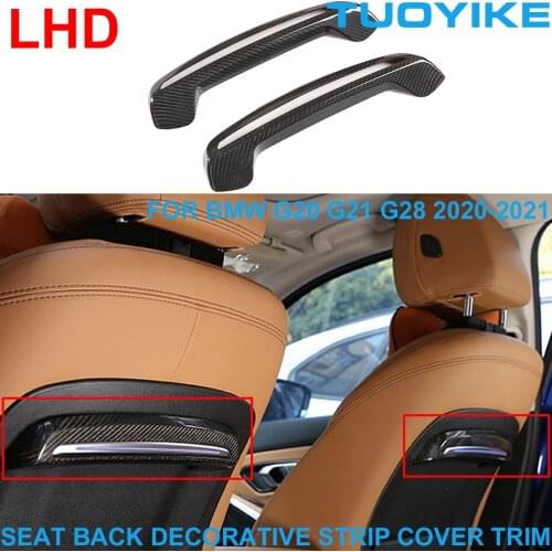 LHD Car Styling Real Carbon Fiber Seat Back Decorative Strip Panel Cover Trim Sticker For BMW 3-Series G20 G21 G28 2020-2021