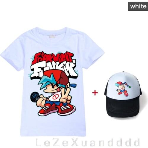 Childrens Printed T-shirt Friday Night Funkin Childrens Cartoon Casual Girls T-shirt Childrens Round Neck Short Sleeve