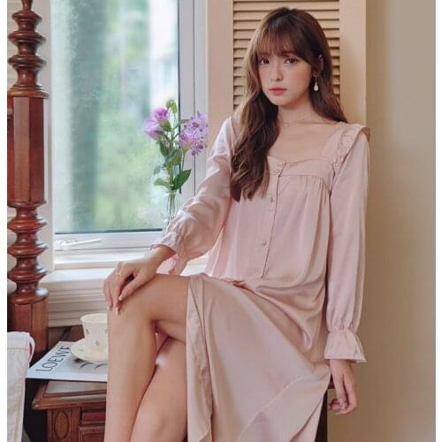 Long Nightgown 2021 Lace Nightgowns Sleepshirts Home Dress Nightdress Sleep & Lounge Sexy Sleepwear H876