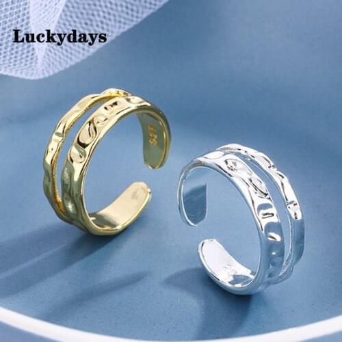 Luckydays Double-layer Wavy Irregular Ring Neutral Open Finger Rings Women Fashion Smooth Exquisite Jewelry Handmade