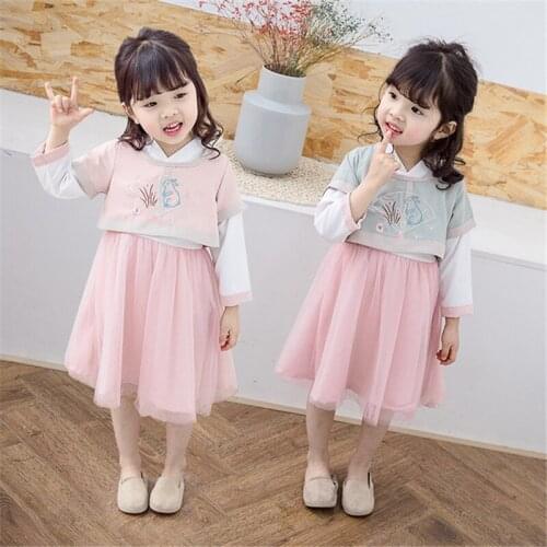 Hanfu princess dress girls Tang suit dress Chinese style four seasons commuting costumes vestido chino new 2020 qipao
