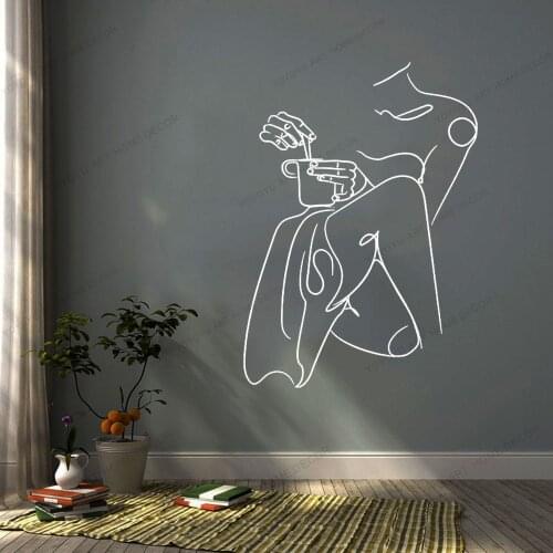 Naked Line Draw Art Wall Sticker For Home Decor Living Room Fashion Wall Decals Valentines Removable Murals Wallpoof CX1537