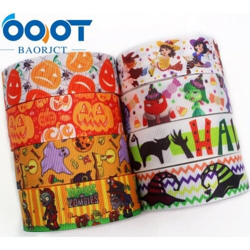 I-191004-2340,7/8'' 22mm,10yards,Halloween series Cartoon grosgrain ribbons,Holiday decoration,DIY handmade materials