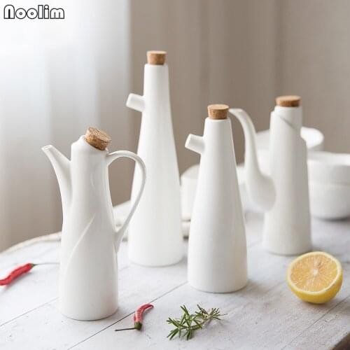 NOOLIM Ceramic Gravy Boats Porcelain Olive Oil Pot Soy Sauce Vinegar Seasoning Can Oil Bottle Kitchen Cooking Tools