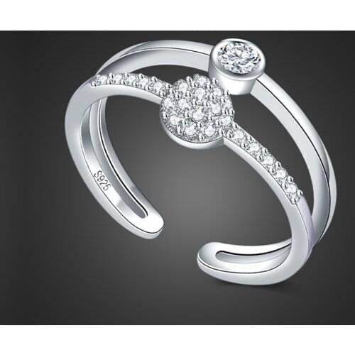 New Fashion 100% 925 Sterling Silver Ring For Women Personality Double Adjustable index finger Ring Wedding Jewelry gift