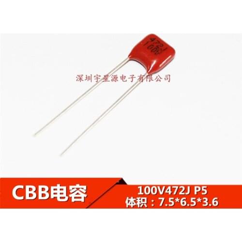 100PCS CBB capacitor 100V 472J 562J 682J 822J 103J 123J 153J 183J 100V 4.7NF/5.6NF/6.8NF/8.2NF/10NF/12NF/15NF/18NF Pitch 5MM