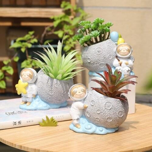 Creative Succulent Flowerpot Original Cartoon Flowerpot Cute Sloth Flowerpot Resin Planet Flower Home Garden Decoration Pots