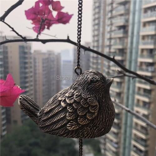 Cast Brass Bird Wind Chimes Vintage Bronze Metal Copper Wind Bell Windchimes Wall Outdoor Yard Garden Porch Hanging Decor Retro