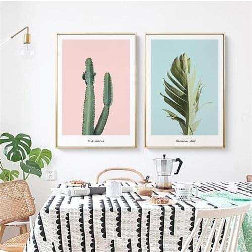 Minimalist Nature Leaf Plant Landscape White Flower Green Leaves Canvas Painting Wall Frameless Picture Poster Living Room Decor