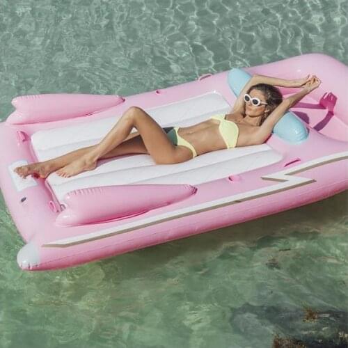 Outdoor inflatable floating row double swimming pool floating drainage upper backrest coaster floating bed recliner