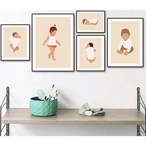 Wall Art Canvas Painting Cute Baby Boy Girl Nursery Kids Nordic Posters And Prints Wall Pictures For Kids Room Bedroom Decor