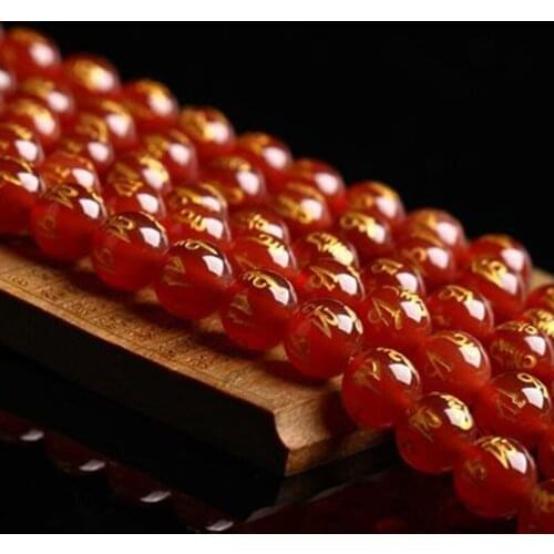 Natural Stone Beads beads 8MM Black Agates Red Agates Six Character Mantra Bracelet Women Yoga Prayer Bracelet Buddhist