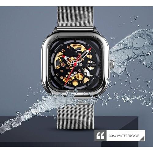 New 2021 Fashion Mens Mechanical Watch Brand SKMEI Luxury Quartz Watch Stainless Steel Men Wristwatch Waterproof Bracelet Clock