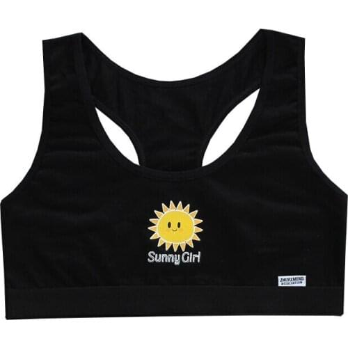New Girls' Bras Cotton Vest Suspenders Underwear Childrens Cartoon Little Sun Bra Developmental Training Bra 8-16Y