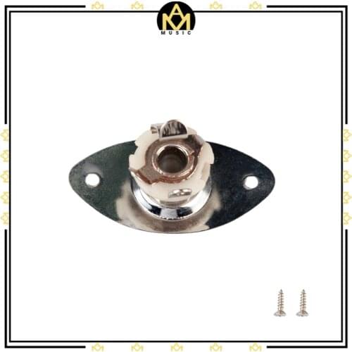 Oval Indented Guitar Jack Plates Socket W/2PCS Mounting Screws For Bass Guitar Parts & Accessories