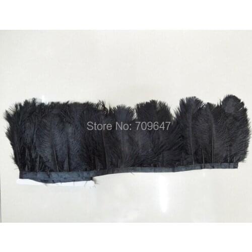 Feather Lace!5Metres/Lot!5-6inches Height Ostrich Feather Trim Fringe black colour available,carnival costume,feather top