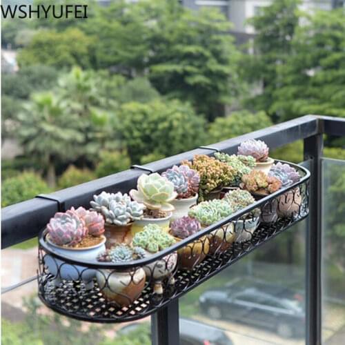 Hanging flower basket Plant Iron Racks Balcony Round Flower Pot Rack Railing Fence Outdoor dropship Garden decoration Supplies
