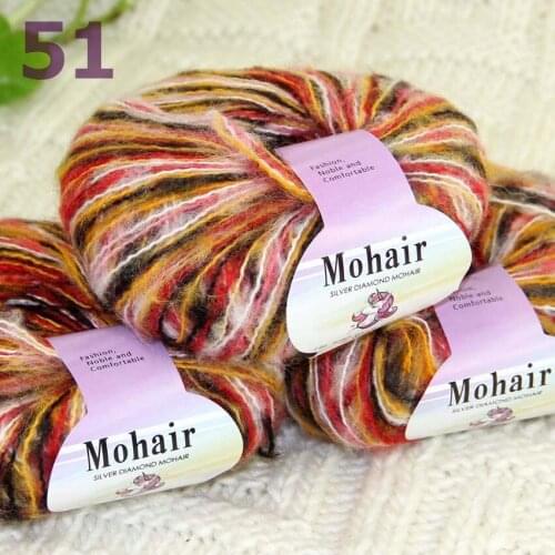 Sale New 3BallsX25g Luxury Soft Mohair Warm Wrap Shawl Hand Knit Crochet Yarn 291-51 Red Orange Black