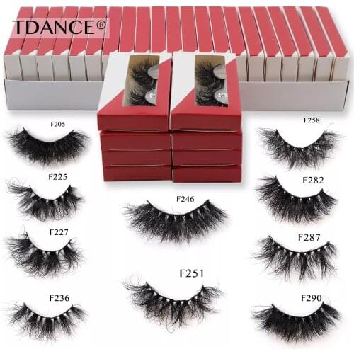 TDANCE Wholesale 25mm Mink Lashes 5/10/20/30/50/100 Pairs Lash Dramatic Fluffy Long Eyelashes in Bulk Messy Makeup Eyelash Cils