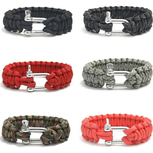 Retail 550 Paracord Bracelet Paracord Stainless Steel Buckle Bracelet Outdoor Camping Survival Kits