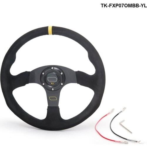 14inch 350mm OM Racing Steering Wheel Auto Steering Wheel Suede leather Steering Wheel TK-FXP07OMBB-YL