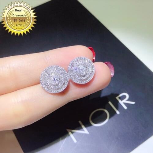 18k white gold Natural diamond all use 1.1ct earring Jewellery D-001
