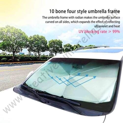 Strong anti-uv heat insulation mini parasol self-defense anti-thunder fiberglass cooling down multi-use car sunscreen umbrella