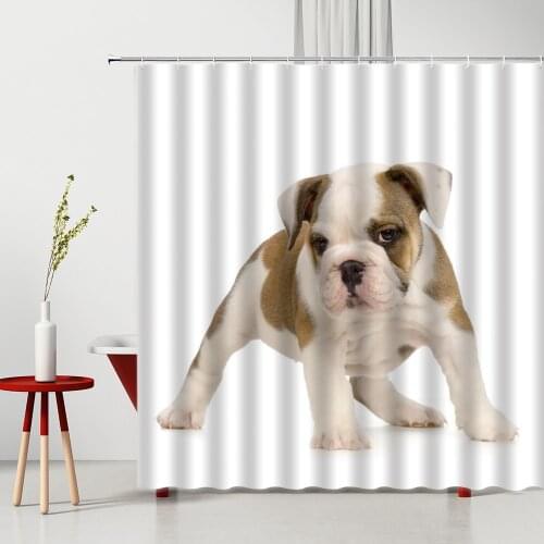 Shower Curtain Dog English Bulldog Bathroom Decoration Modern Bedroom Curtains 100% Waterproof Polyester Fabric With Hooks