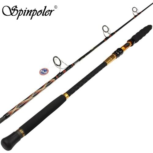 Spinpoler 2.25m 2 Pieces Carbon Trolling Rod Fuji Guide Rings Tuna Rod Lure Weight 100-200g Deep Sea Boat Fishing Pole