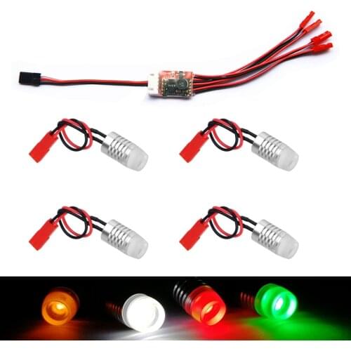 3S 4S 6S Lipo Battery LED Strip Light Controller and 1.5W Super Bright 12V Light Signal Searchlight with JST Plug For RC Drone
