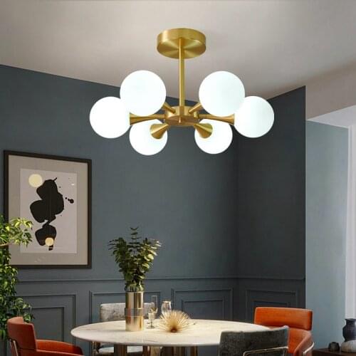Nordic LED Chandelier For The Kitchen Bedroom Dining Room Modern Copper Glass Ball Ceiling Pendant Lamp Hanging Lighting Home