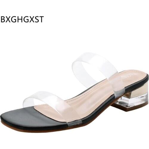Low Heel Summer Shoes Transparent Slides Women Shoes for Women Block Heels Square Toe Heels Mary Jane Shoes Woman Luxury Sandals
