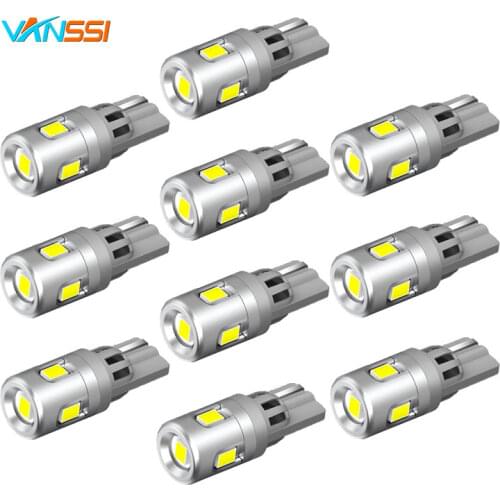 VANSSI 10Pcs 194 W5W T10 LED White Bulbs for Parking Position Light Interior Map Dome License Plate Trunk Light Lights