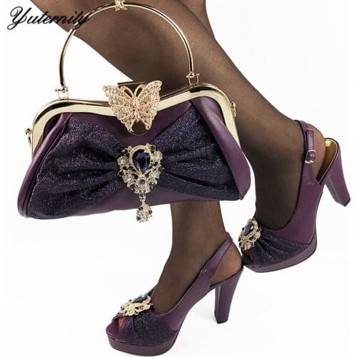 Italian Design High Heels 11CM Shoes And Matching Bag Set New African Summer Woman Shoes And Bag Set For Party Dress