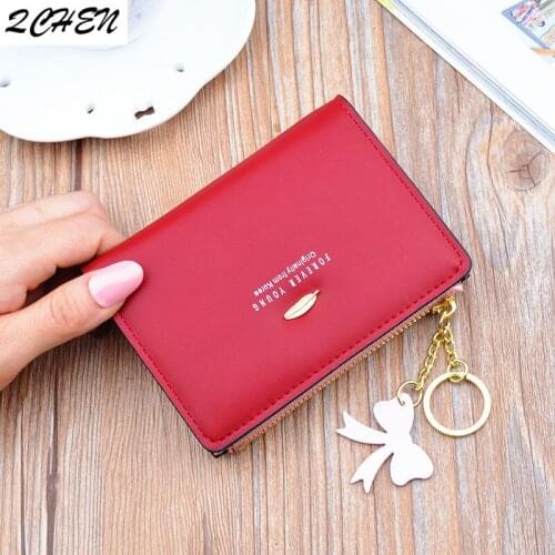 Womens wallet Cute Fashion soft skin Purse Leather Short Zip Wallet Korean Coin Card Holder Leather Card Female Clutch 413