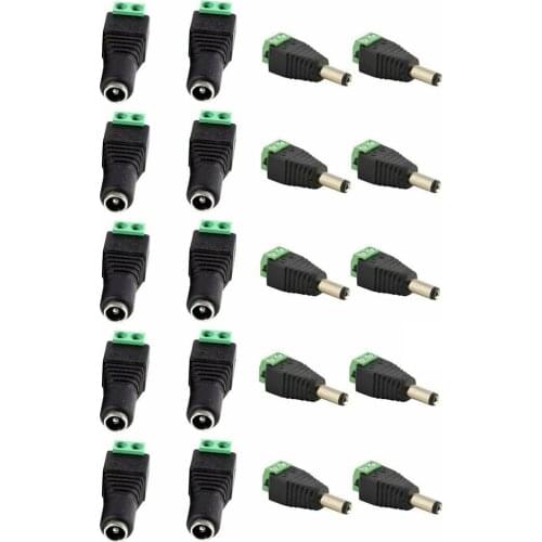10 pair (20pcs) Coax Cat5 To Bnc DC Power Male jack plug DC female Connector plug adapter Av BNC UTP for CCTV Camera Video Balun