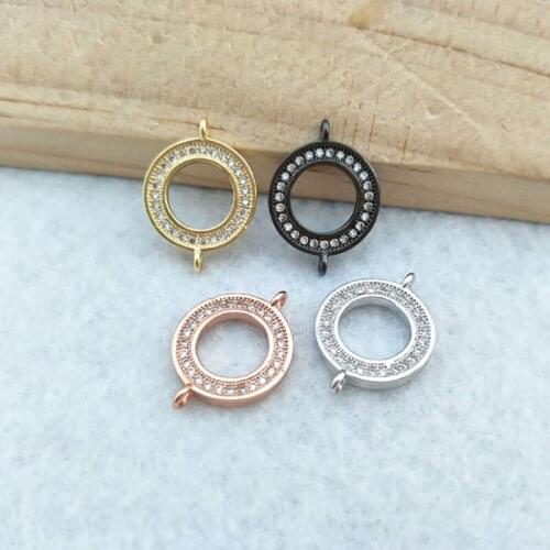 10 Pieces CZ zircon Micro Pave round Connector,Double Bails Beads Charm,for DIY Bracelets Jewelry Finding CT357
