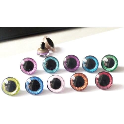 100pcs/lot--16mm-20mm-25mm plastic clear trapezoid safety toy eyes & glitter Nonwovens & hard washer--10 colors & size option