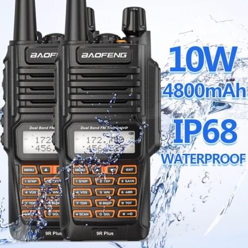 2PCS Baofeng UV-9R Plus 10W 4800mAh Dual Band 136-174/400-520MHz IP68 Waterproof Ham Radio BF-UV9R Walkie Talkie 10KM Range