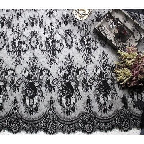 3 Meter /Lot Exquisite Black White Eyelash Lace Fabric 150CM Lace Wedding Dress Sexy Lingerie DIY Clothes Sew Accessory