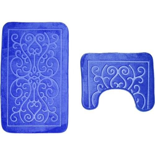 3D Flower Toilet Mat Sets Stereo Embossing Velvet Bathroom Toilet Two-Piece Suits Solid Mats Door Floor Kitchen Rugs Decorations