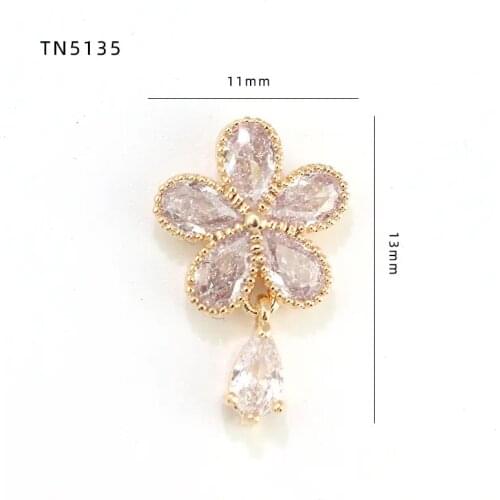 5pcs TN5135 flower Pendant Alloy Zircon Nail Art Crystal nail jewelry Rhinestone nails accessories supplies decorations charms